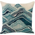 Miniatyrbilde 2 av 3: 4 stk bomull og lin farge moderne geometrisk fjelldekorasjonsmønster sofa soverom hjem putetrekk dekorasjon 45x45cm