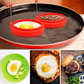 Miniatyrbillede 2 af 5: 6 stk. Non-Stick Silikone Runde Æg Ringe 4\" Rød