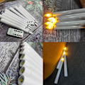 Miniatyrbillede 2 af 5: 6 stk. LED-stearinlys, guldbund, nyt 3D-batterivindue, flammefri F
