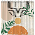 Miniatyrbillede 1 af 5: Mid Century Abstract Bruseforhæng Boho Arch Sol Beige Moderne Mi