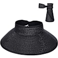 Miniatyrbillede 1 af 5: Visor Solhat i Halm til Kvinder med Bred Skygge UPF 50+ Sommer Beskyttelse