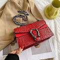 Miniatyrbillede 4 af 5: Crossbody skuldertaske til kvinder - Slangeprint læder