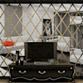 Miniatyrbild 4 av 4: 3D Diamantspegel Väggstickers, Avtagbara Självhäftande Triangel