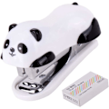Miniatyrbillede 1 af 5: 1-pakke Mini Panda skrivebords hæftemaskine, 10 ark kapacitet, 1000 hæfteklammer