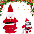 Miniatyrbillede 1 af 5: Hund og kat julemandskostume, jule kæledyrstøj sød julemand