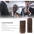 Miniatyrbillede 3 af 4: 1 stk. læder cigar etui - brunt PU læder 2 finger cigar bæretaske