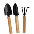 Miniatyrbilde 1 av 5: 3 stk hageverktøy, liten spade, rive og spade med treskaft for