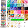 Miniatyrbillede 1 af 4: 24 farver Clay Bead Armbånd Making Kit Sort Clay Stone Beads Se