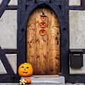 Miniatyrbillede 4 af 5: 3 stk. Halloween træhængeskilt, Liwein trægræskar skilt