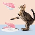 Miniatyrbillede 3 af 3: Kattelegetøj, Kattelegetøj Silikone Molar Tyggelegetøj Killinge Katteurt Tandbørste Fisk Form Interaktivt Legetøj Kat Tandpleje (Pink)