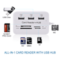 Miniatyrbild 2 av 5: USB 2.0 Minneskortläsare + USB Hub (Hög hastighet) Vit