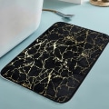Miniatyrbilde 2 av 2: Faderr Teksturert Marmor Look Badematte Hurtigtørkende Sklisikker Rektangulær Polyester for Bad Kjøkken Soverom Svart