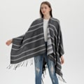 Miniatyrbilde 2 av 5: Grå høst- og vinterponcho for kvinner, åpen skjerf med lommer