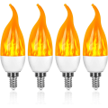 Miniatyrbillede 1 af 5: 4 Pack 3W E14 LED pære Flammeeffekt pære med 3 lys