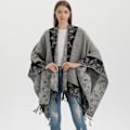Pikkukuva 2 / 5: Harmaa huivi naisten muoti katu jacquard split lämmin takki ulkona