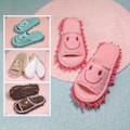 Miniatyrbillede 4 af 4: Pink mellemstørrelse (størrelse 39-42) smiley-ansigt moppeslippers kan være