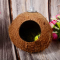 Miniatyrbillede 2 af 5: Fugl Hamsterhus Kokosnød Hus, Kokosnøddeskaller Kan Fikseres Bambus,