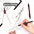 Miniatyrbild 4 av 5: 9-delad precisionsgeometriuppsättning metallkompass, geometriverktygssats
