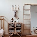 Miniatyrbild 2 av 5: Rattan väggkrokar Barnkläder Organizer Rack Kläder Hängande