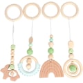Miniatyrbild 1 av 5: 1 paket,vert ensemble de 4 jouets de fitness en bois pour bébé,