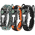 Pikkukuva 1 / 5: 3 kappaletta Flint Survival Paracord -rannekoru, tulentekijä, raapa, C