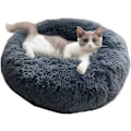 Miniatyrbillede 1 af 3: Rund hundekurv kattepute donut plys ekstra blød komfortabel katteseng vaskbar hundepude til katte og små hunde 40cm (mørkegrå)