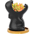 Miniatyrbilde 1 av 5: 9,5 cm sorte keramiske blomsterpotter, sukkulente planteblomsterpotter, min