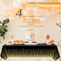 Miniatyrbild 4 av 5: 4-pack prickig prickig bordsdukar 54\" x 108\" svart guld prickig prickig Ta