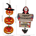 Miniatyrbillede 2 af 5: 3 stk. Halloween træhængeskilt, Liwein trægræskar skilt