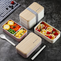 Miniatyrbillede 4 af 5: Stablebar Bento-boks japansk frokostboks-sæt med ske og gaffel, 2 Co