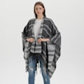 Miniatyrbilde 4 av 5: Grå høst- og vinterponcho for kvinner, åpen skjerf med lommer
