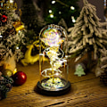 Miniatyrbild 5 av 5: Skönhet och odjuret ros glaskupa LED-lampor kristallros flöde