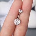 Pikkukuva 3 / 5: 14G Kirurginteräksinen Facet Heart Cubic Zirconia Napanauha