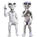 Miniatyrbillede 1 af 3: Alien Statue, Udenjordisk Have Statue Figur, Alien Statue til Havedekoration, Grå - Alien - Indendørs og Udendørs Dekoration 2 Stykker