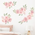 Miniatyrbilde 2 av 5: Rosa rose veggklistremerer akvarell veggklistremerer hage blomster vegg