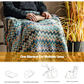 Miniatyrbillede 3 af 3: Strikkede tæpper med frynser Super blødt sildebensmønstret sengetæppe Egnet til dit hjem Soveværelse Sofa 130 x 200 cm (Blå)