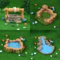 Miniatyrbilde 2 av 3: Sett med 4 mini bærbare hagefossfigurer i harpiks, fontene skrivebordsmodell, dekorasjon for hjem eller kontor