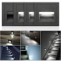 Miniatyrbilde 1 av 5: 4 stk 3W LED innfelt vegglampe, kald hvit IP65 vanntett S