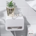 Miniatyrbillede 2 af 3: Toiletpapirholder vægmonteret ingen boring vandtæt støvtæt papirrullesdispenser B