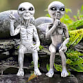 Miniatyrbillede 3 af 3: Alien Statue, Udenjordisk Have Statue Figur, Alien Statue til Havedekoration, Grå - Alien - Indendørs og Udendørs Dekoration 2 Stykker