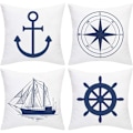 Miniatyrbild 1 av 5: Set med 4 nautiska kuddfodral - Ankare - Navigation - Kompass