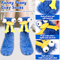 Miniatyrbilde 3 av 5: Blå tegneseriemonster sokker, varme og fluffy - original tre-dime