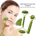 Miniatyrbillede 3 af 5: (3 stykker) Jade Roller & Gua Sha ansigtsværktøj - Ansigtsrulle massage