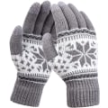Miniatyrbillede 1 af 3: Touchscreen Damehandsker 1 Par Strikkede Handsker til at Holde Varme Unisex Vanter Touchscreen Varme Vanter Sne Blomsterprint (Grå)
