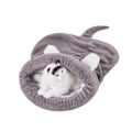 Miniatyrbillede 1 af 3: Blød fleece kattesovepose, varmt vaskbart kæledyrsseng, katte- og kennel-snugglepose tæppepude, lukket kennel, grå, 55*65cm