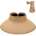 Miniatyrbillede 1 af 5: Visir Straw Beach Sun Hat Bred skygge til kvinder UPF 50+ Summer Prot