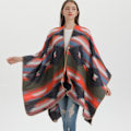 Miniatyrbillede 1 af 5: Orange Dame Sjal Stødende Geometrisk Split Fashion Varm Sjal O
