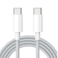 Hållbar flätad 60W USB-C laddningskabel 2m, vit