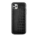 iPhone 11 Pro Max -puhelinkotelo, musta nahka, krokotiilinnahkakuvio, musta black