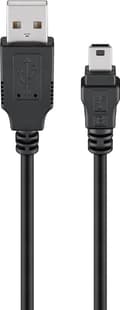 USB-A til Mini-B-kabel, 0,15 m, svart